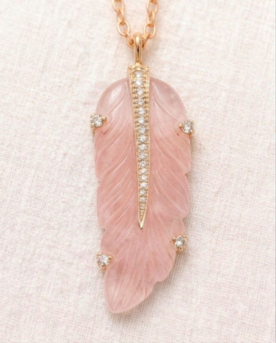 rose quartz feather
