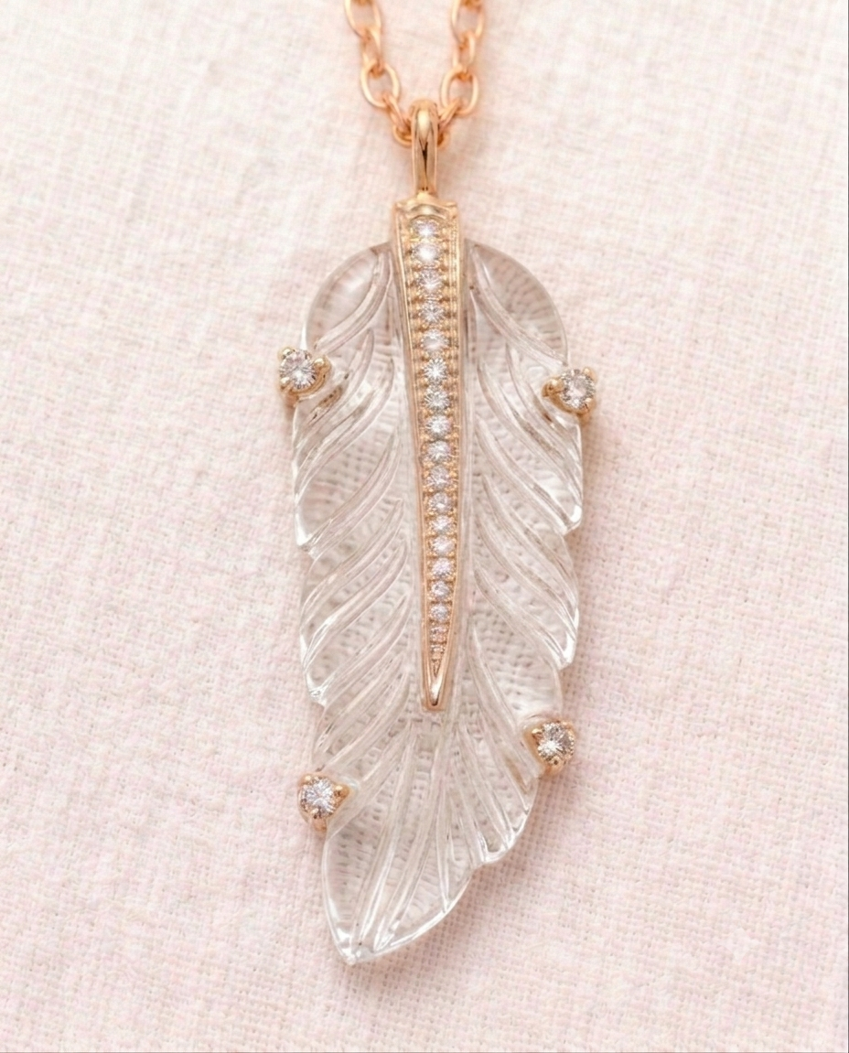 clear quartz feather