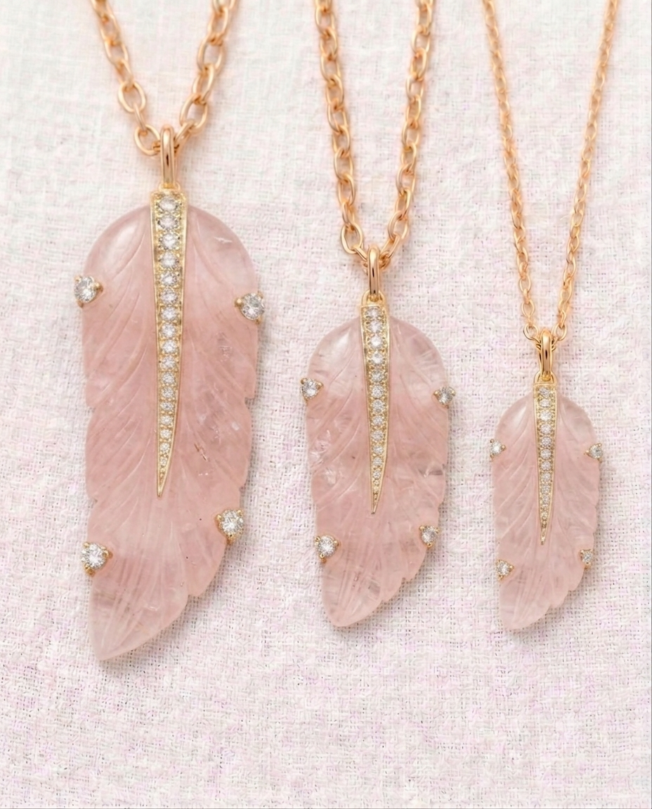 rose quartz feather
