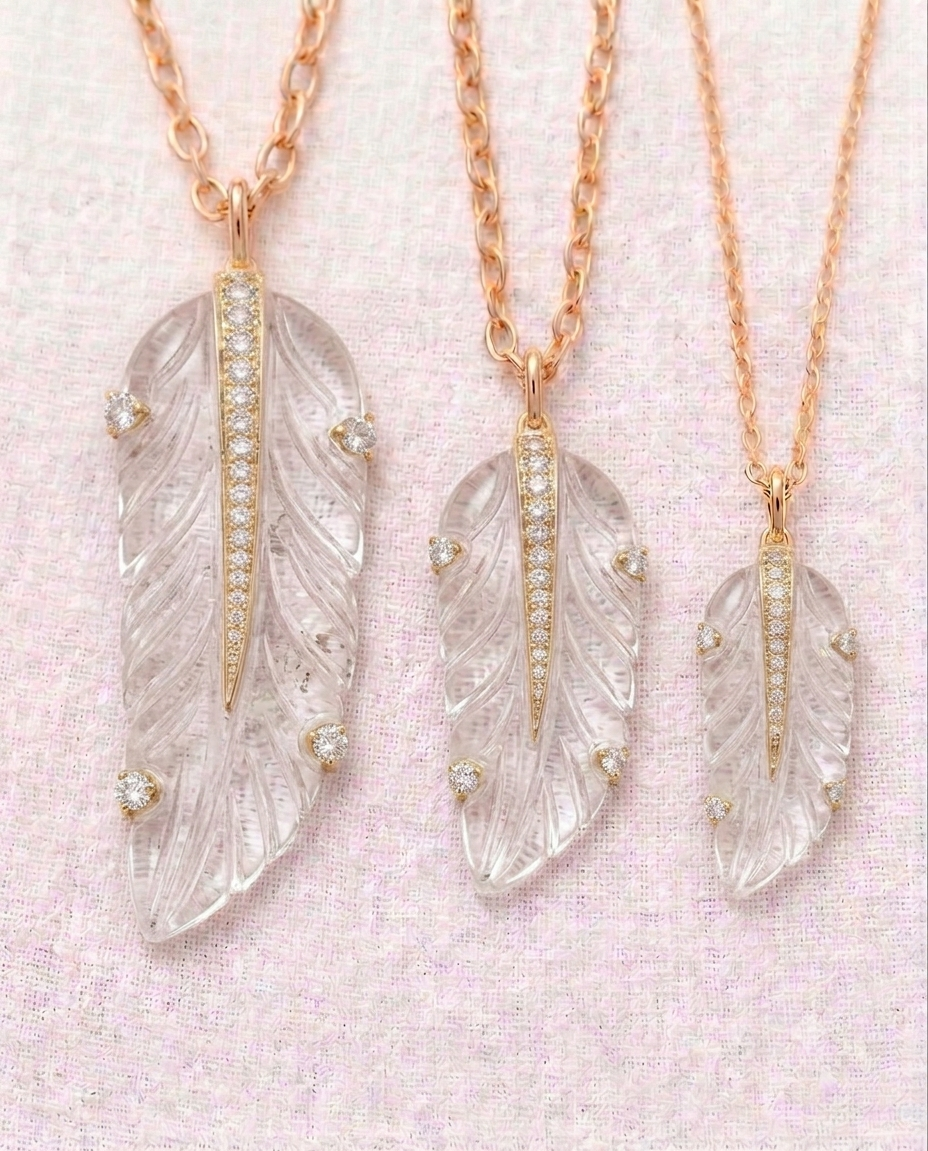 clear quartz feather