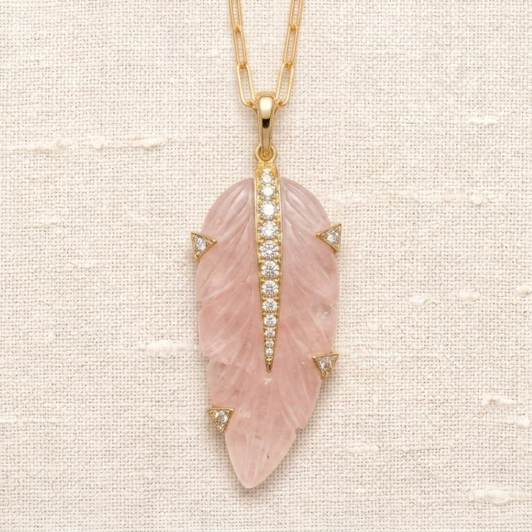 Open Feather — Rose Quartz