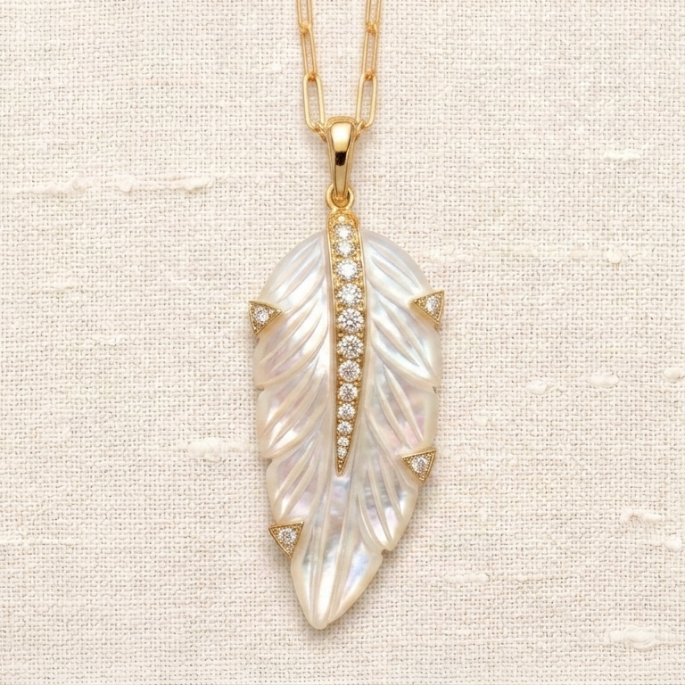 Open Feather — Rose Quartz