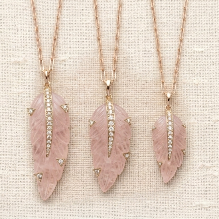 Open Feather — Rose Quartz