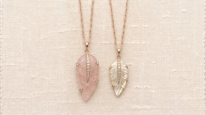 The Feather for Open: Rose Quartz · Mother of Pearl