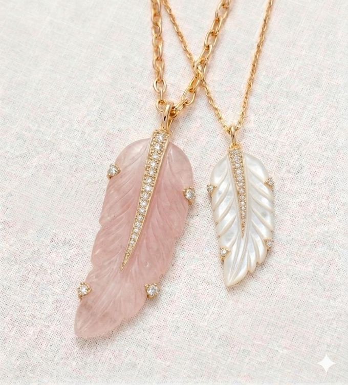 The Feather for Open: Rose Quartz · Mother of Pearl